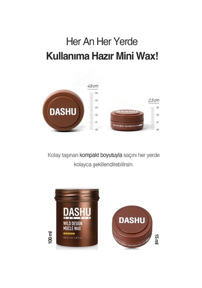 Güçlü, Kalıntı Bırakmayan, Çamur Ve Killi, Besleyici Dashu For Men Wild Design Mucle Wax 15ml
