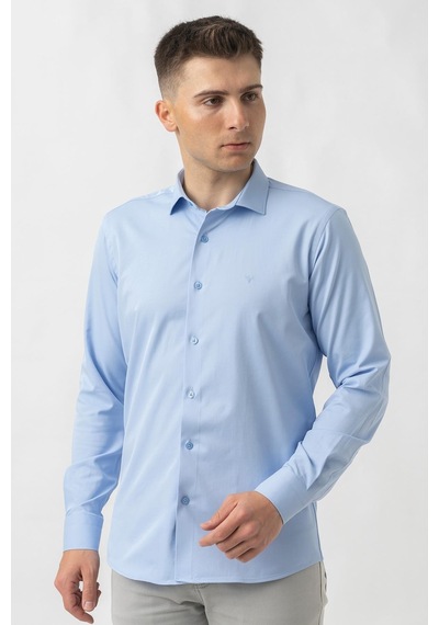 White Stone Aarberg G2424 Regular Fit Pamuklu Likralı Gömlek Mavi-mavi Mavi
