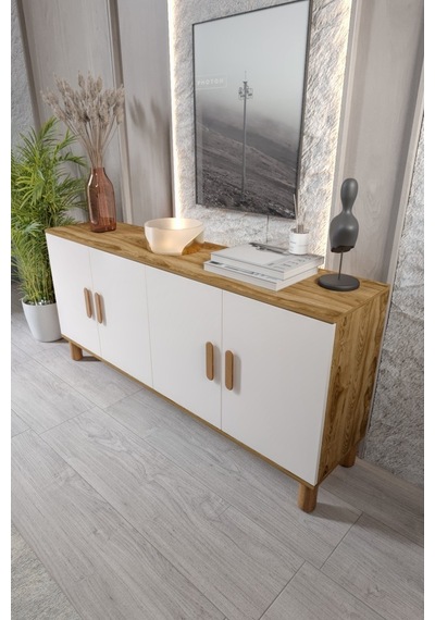 Bohem Serisi Riva Modern 160 Cm 4 Kapaklı Salon Konsolu - Aytaşı Ceviz
