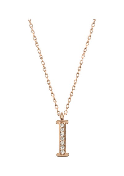 925 Ayar Gümüş Rose I Harfi Kadın Gümüş Kolye Rose Gold