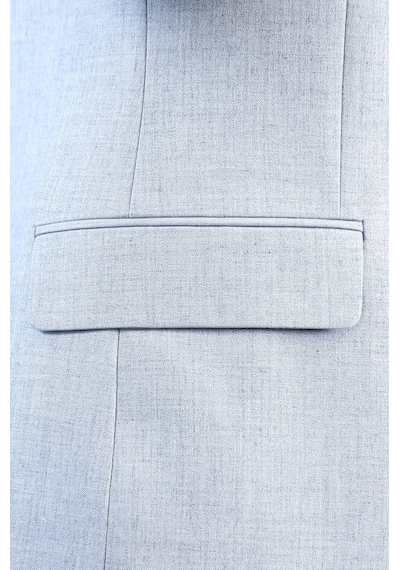 Açık Gri Slim Fit İki Düğmeli Keten Görünümlü Erkek Takım Elbise - Wessi Açık Mavi