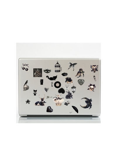 61 Adet Siyah Coquette Gotik Sticker Seti - Etiket Seti Sketchbook
