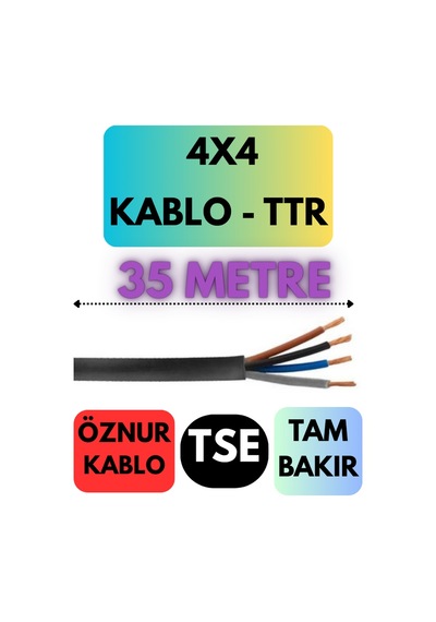 Öznur 4x4 Ttr Kablo Metre Seçenekli Siyah - 35 Metre