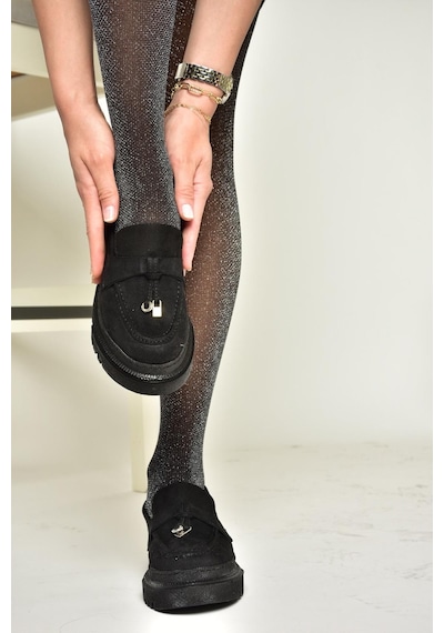 Fox Shoes T294882202 Siyah Süet Makosen Kadın Ayakkabı Siyah