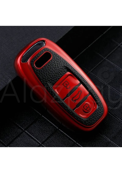 Audi A1 A3 A4 A5 A6 A7 A8 Q3 Q5 Q7 S4 S5 S6 S7 S8 R8 Tt Deri Görünüm Tpu Anahtar Kılıfı Kırmızı