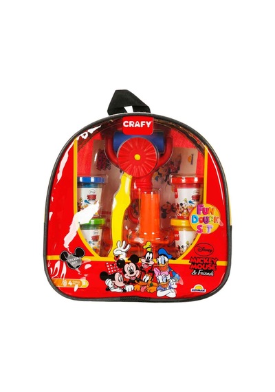 Mickey Mouse Sırt Çantalı Oyun Hamuru Seti 200 Gr 18 Parça Çok  Renkli