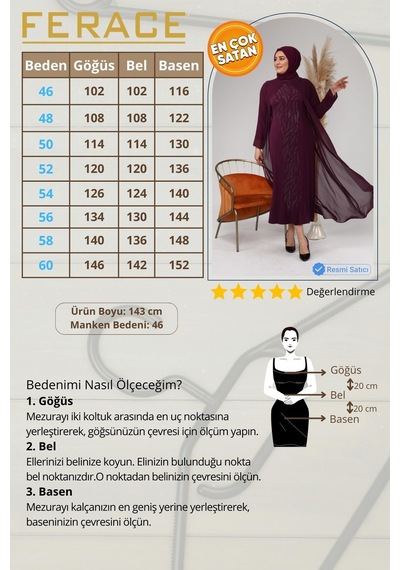 Ferace Kadin Buyuk Beden İşlemeli Ve Desenli Abiye Takım Elbise 001