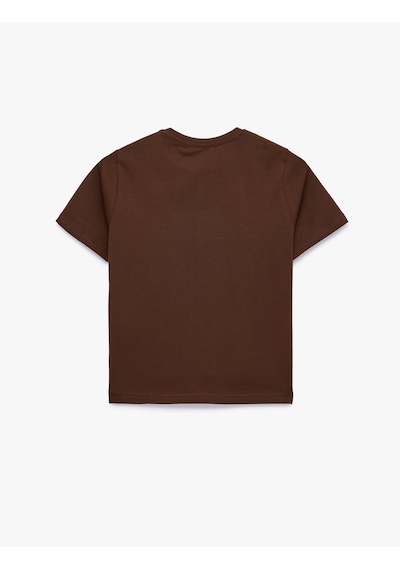 Koton Pamuklu Slim Fit Kısa Kollu Bisiklet Yaka Spor Tişört Kahverengi 6sak10353nk Kahve