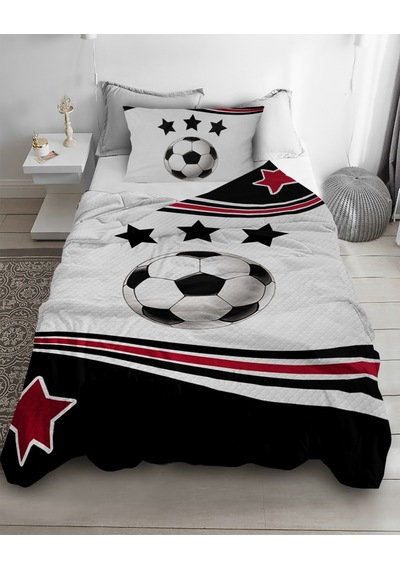 Taraftar Futbol Desenli Tek Kişilik Pike ( Yastık Kılıflı )