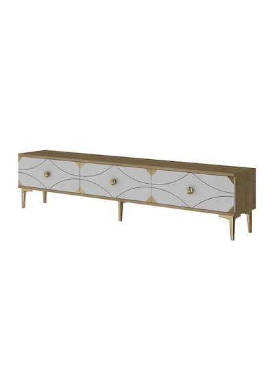 Tsa1897dbg - Alfa Tsa180 Tv Stand, Tv Sehpası Ve Tv Ünitesi Safirmeşe - Beyaz - Gold 180cm