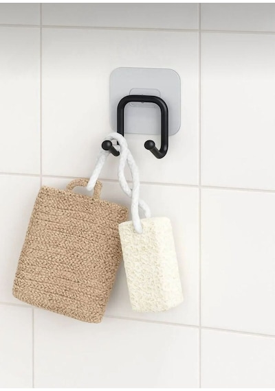 Yapışkanlı 2 Adet Çift Kancalı Banyo Mutfak Askısı Metal Askılık Duvar Askı Organizer Siyah Diğer