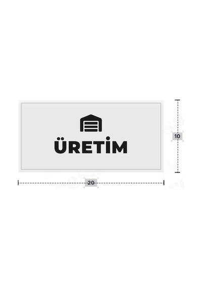 Üretım Yazılı - Metal - Beyaz Renk - Kapı İsimliği - 20x10 Cm