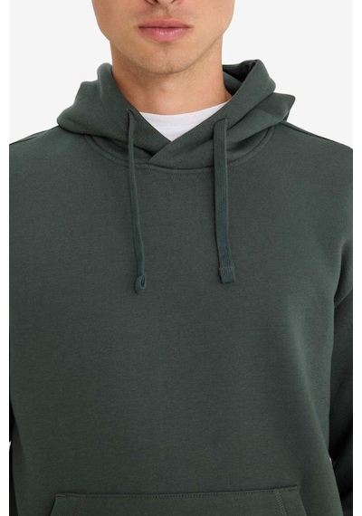 Defacto Regular Fit Kapüşonlu İçi Yumuşak Tüylü Kanguru Cepli Basic Düz Sweatshirt X8283az25augn1155 Yeşil