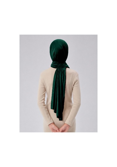 Sonbaharmoda Kız Çocuk Penye Şal, Viskon Likralı, 60x150 Cm, 10-12 Yaş, Tesettür Şal. Zümrüt Yeşil
