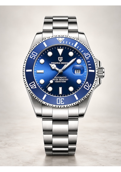 Pagani Design Pd-1639-5 Submariner Otomatik Erkek Kol Saati - Blue And Blue Gümüş