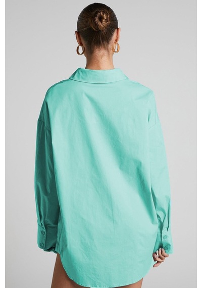 Seeh Turkuaz Oversize Basic Kadın Gömlek Sh268