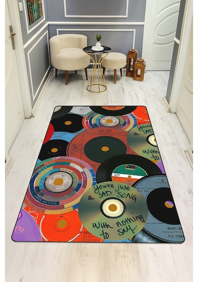 Modern Desenli Dijital Baskı Kaymaz Taban Halı H0120 Renkli