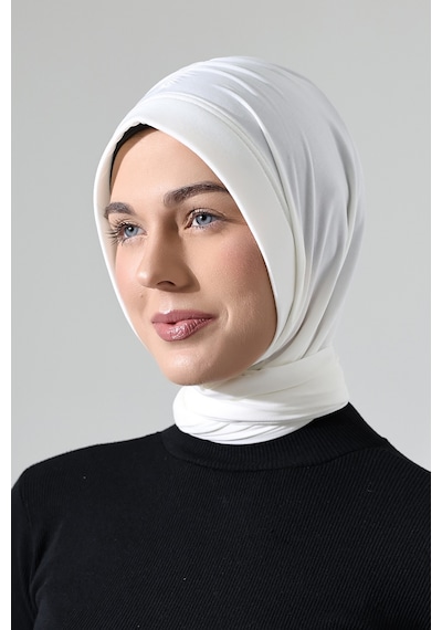 Üç Farklı Bağlamalı Tesettür Hazır Pratik Şal Beyaz Beyaz