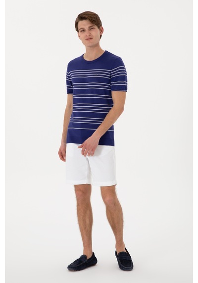 U.S. Polo Assn.  Erkek Slim Fit Bisiklet Yaka Açık Lacivert Tişört 50299396-VR059