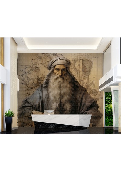 Leonardo Da Vinci İllüstrasyon Poster Duvar Kağıdı Renkli