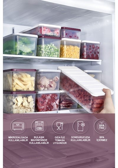 Selka Home 6 Adet 2 Lt. Nora Organizer Buzdolabı Buzluk Düzenleyici Saklama Kabı