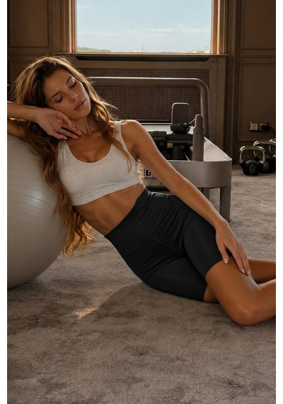 Kadın Boxer Kolsuz Dokuma Siyah Korse