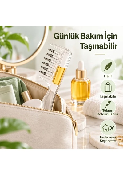 Lb Saç Bakım Yağı Uygulama Tarağı - Serum Tarağı - Yeniden Doldurulabilir Hazne