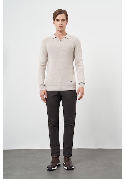 İmza Bej Uzun Kol Kendinden Desenli Örme Polo Yaka Classic Comfort Fit Triko 1012245156 Koyu Bej İmza Bej Uzun Kol Kendinden Desenli Örme Polo Yaka Classic Comfort Fit Triko 1012245156 Koyu Bej
