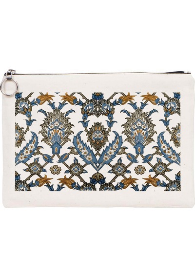 Türk El Sanatları Tablet/portföy Çanta - Astarlı 30x21 Cm Beyaz - No.014 Beyaz - Siyah