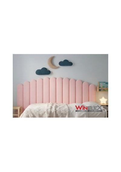Winflex Yatak Başlık Ay Ve Bulut Set Dekorasyon Panel 180cm-pembe 180 CM