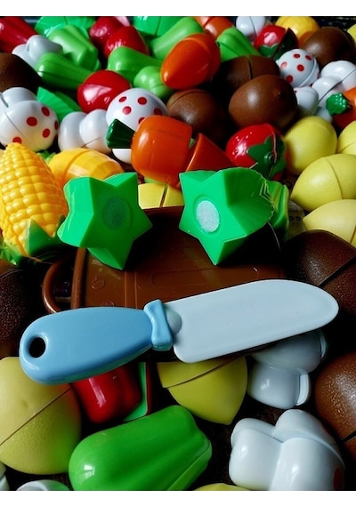 Meyve Sebze Kesilen Oyuncak Mutfak Karışık 24 Parça Kivi Havuç Limon Mısır Biber Çilek