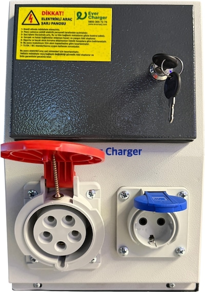 Ever Charger Trifaz Elektrikli Araç KombiBox – Metal, Kaçak Akım Röleli ve Sigortalı