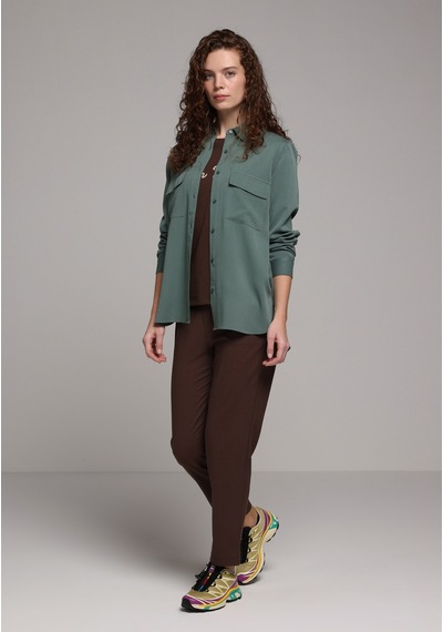 Colin's Colins Regular Fit Shirt Neck Düz Kadın Yeşil Uzun Kol Gömlek Cl1078737 Q1.v1 Duc Duckgreen