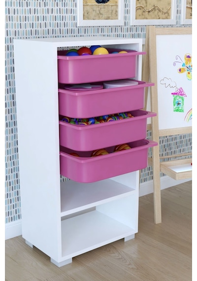 Unisex Çocuk Pembe 4 Sepetli Oyuncak Dolabı Diğer