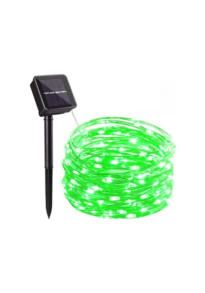 Borayris Güneş Enerjili Solar 7 Metre Peri Led Yeşil Renk Dış Ortam 8 Çeşit Yanma Modu