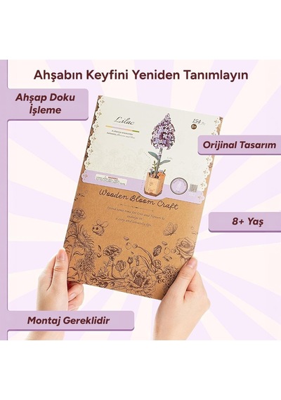 Rowood Tw021 Leylak Çiçeği Lilac Dıy Minyatür Maket Model Seti Ahşap 3d Wooden Puzzle 3d Model Kit Ahşap Maket Dekoratif Hobi Seti