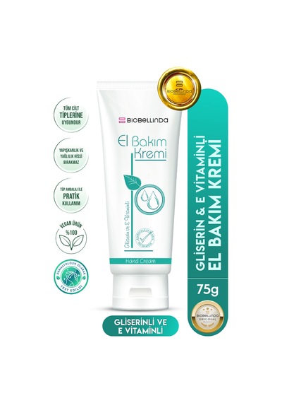 Doğal Nemlendirici El Bakım Kremi Gliserinli & E Vitaminli 75 Ml Vegan