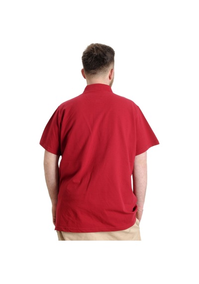 Mode Xl Büyük Beden Erkek T-Shirt Polo Parçalı Nyc 23332 Bordo 001