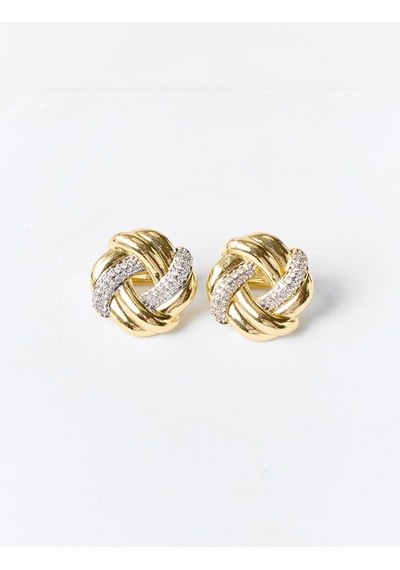 Jimmy Key Altın Rengi Düğüm Detaylı Taşlı Modern Küpe 6sw439001150