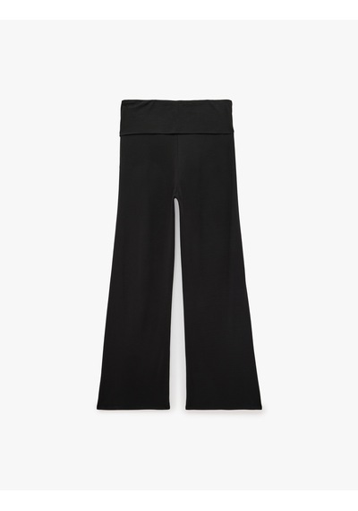 Koton Normal Bel Modal Kumaş Beli Bağlamalı Geniş Paça Siyah 7wal40080ık