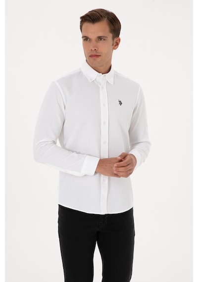 U.s. Polo Assn. Erkek Beyaz Gömlek Desenli 50308611-vr013 Beyaz