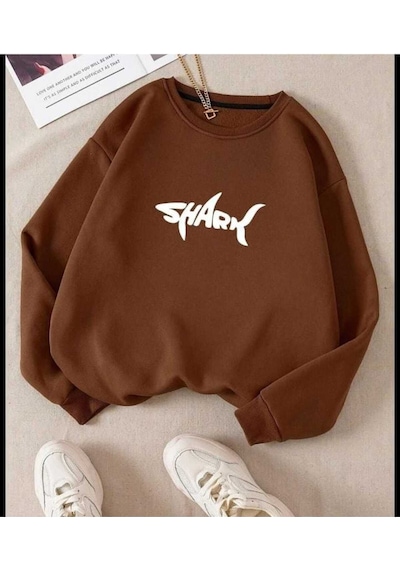 Kozia Outdoors Oyaka Baskılı Oversize Unisex Sweatshirt Oyaka-swet1 Kahverengi