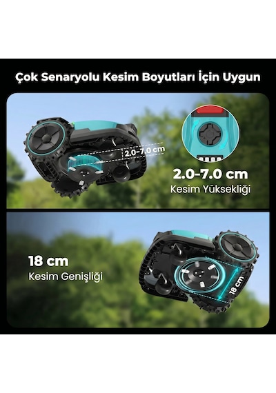 ISEE ROBOT IR500 Çim Biçme Robotu Kablosuz 500m² Büyük Bahçe Sınır Teli Gerektirmeyen Mobil Uygulama AI Kamera Sessiz