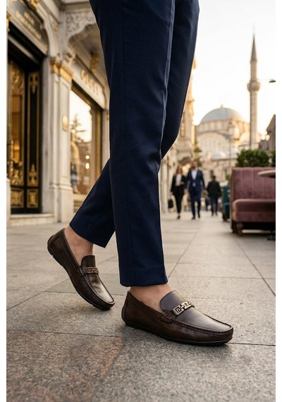 Pierre Cardin 90237 Rahat Esnek Hakiki Deri Erkek Loafer Ayakkabı Kahve