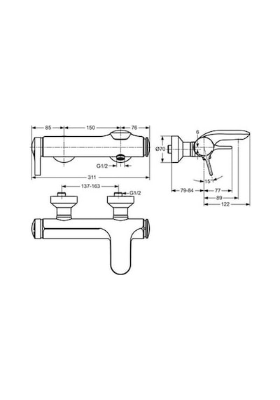 Ideal Standard Melange Banyo Bataryası - A4271aa- Krom