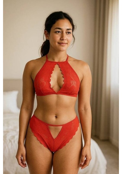 Ang Butik Kadın Siyah Halter Yaka Göğüs Dekolteli Dantel Bralet Takım