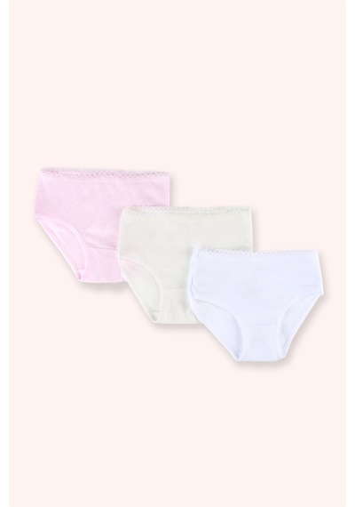 Panço Kız Çocuk Motifli 3'lü Slip Seti Renkli