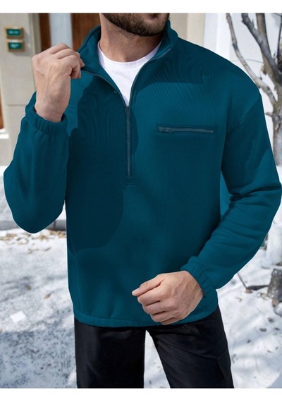 Altamira Erkek Göğüs Fermuarlı Oversize Polo Yaka Sweatshirt 001