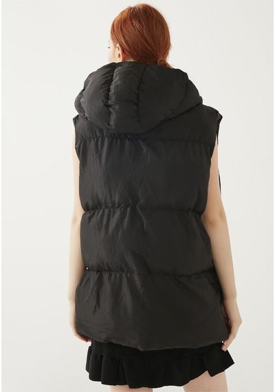 Meecy Kadın Oversize Şişme Yelek Black Black