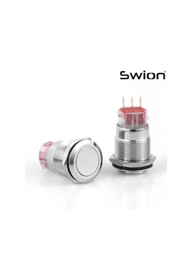 Swion D65 Buton Metal Kalıcı Düz Ø19mm 3p